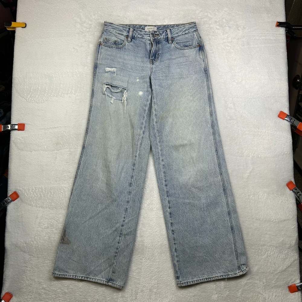 Pacific Sunwear‎ Low Rise Baggy Jeans Women's Blue Denim Distressed Classic - 24